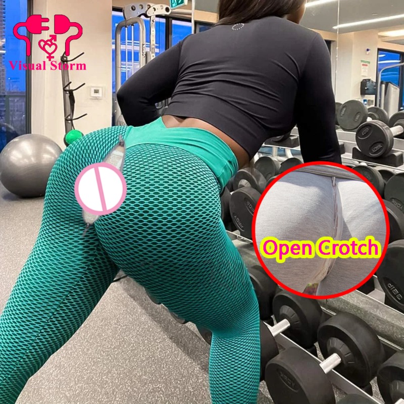 Outdoor Sport Leggings - Woman Sexy Open Crotch Leggings Hidden