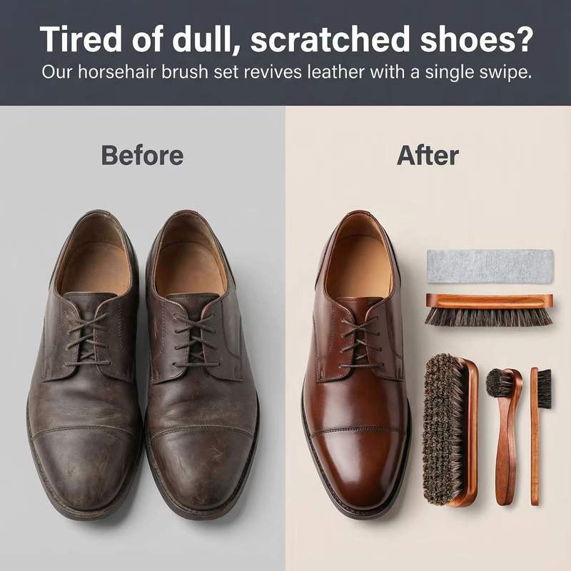 Horsehair Shoe Brush Set Leath - огляд і ціна Brushing Boot Horse
